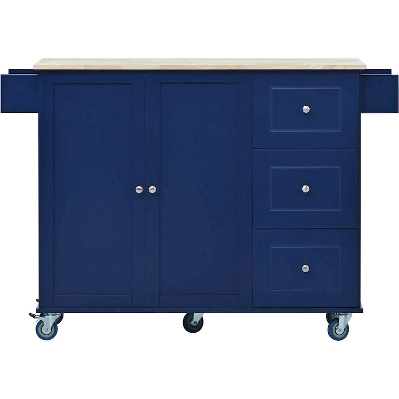 Rolling Mobile Kitchen Island with Locking Wheels Storage Cabinet - 52.76 x 29.5 x 36.81 inches