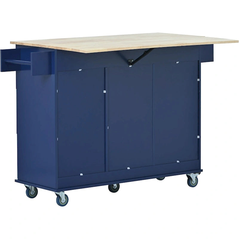Rolling Mobile Kitchen Island with Locking Wheels Storage Cabinet - 52.76 x 29.5 x 36.81 inches