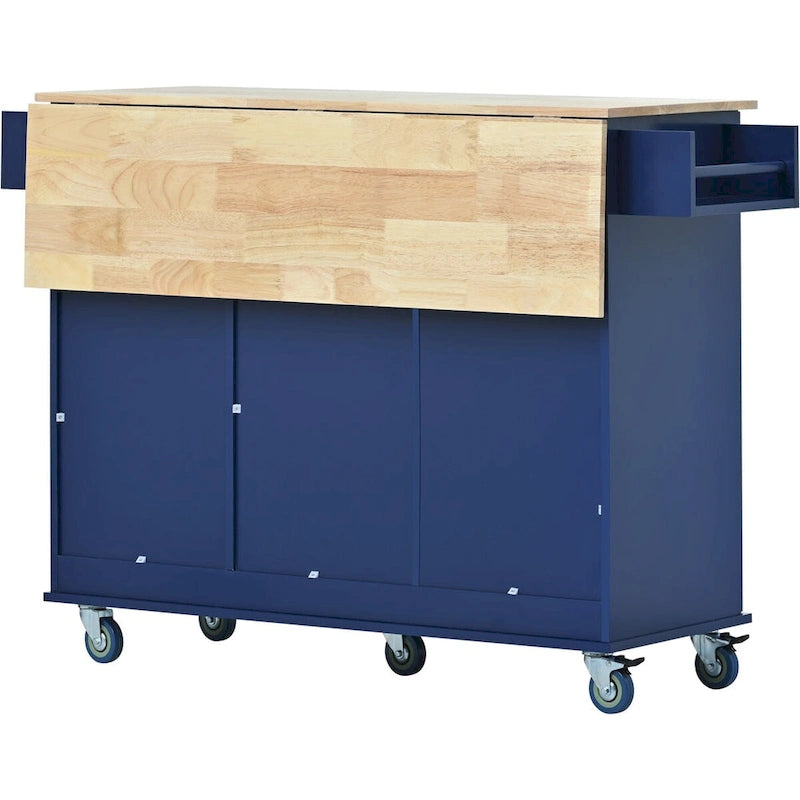 Rolling Mobile Kitchen Island with Locking Wheels Storage Cabinet - 52.76 x 29.5 x 36.81 inches