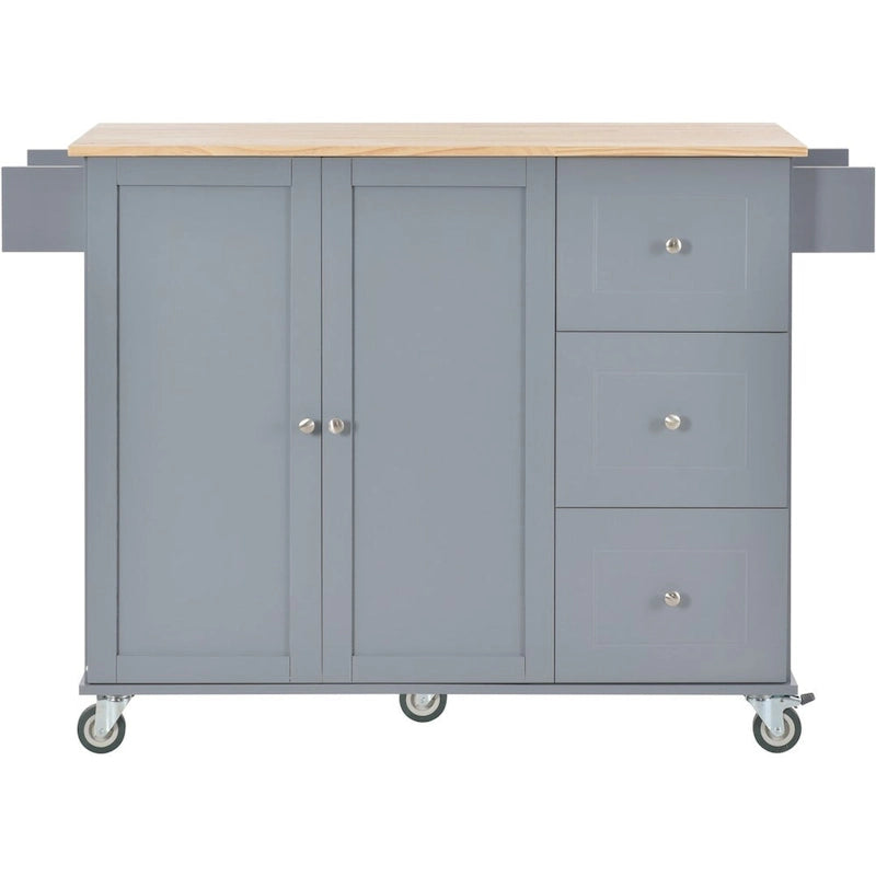Rolling Mobile Kitchen Island with Locking Wheels Storage Cabinet - 52.76 x 29.5 x 36.81 inches