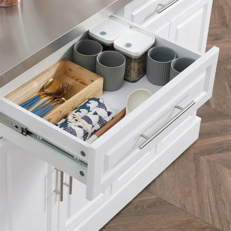 Rolling Kitchen Island,Portable Kitchen Cart with Stainless Steel Top