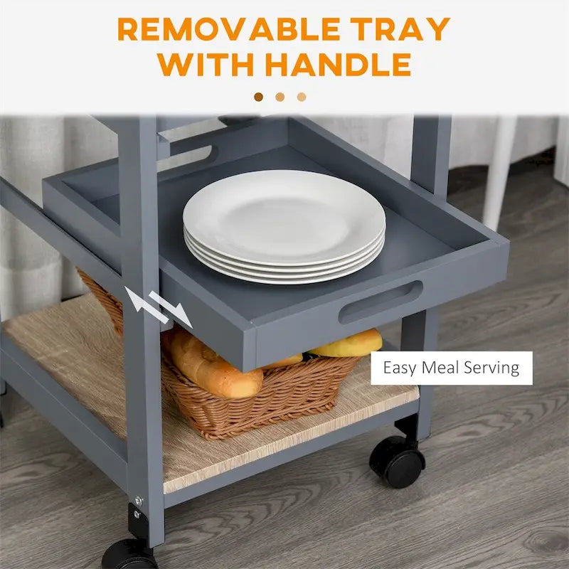 Mobile Kitchen Island Cart with Drawer and Slide-Out Storage Basket - N/A
