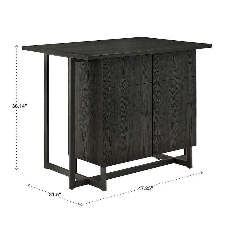 Oyala Black Finish 2-door Kitchen Island with Power and USB outlets by iNSPIRE Q Modern