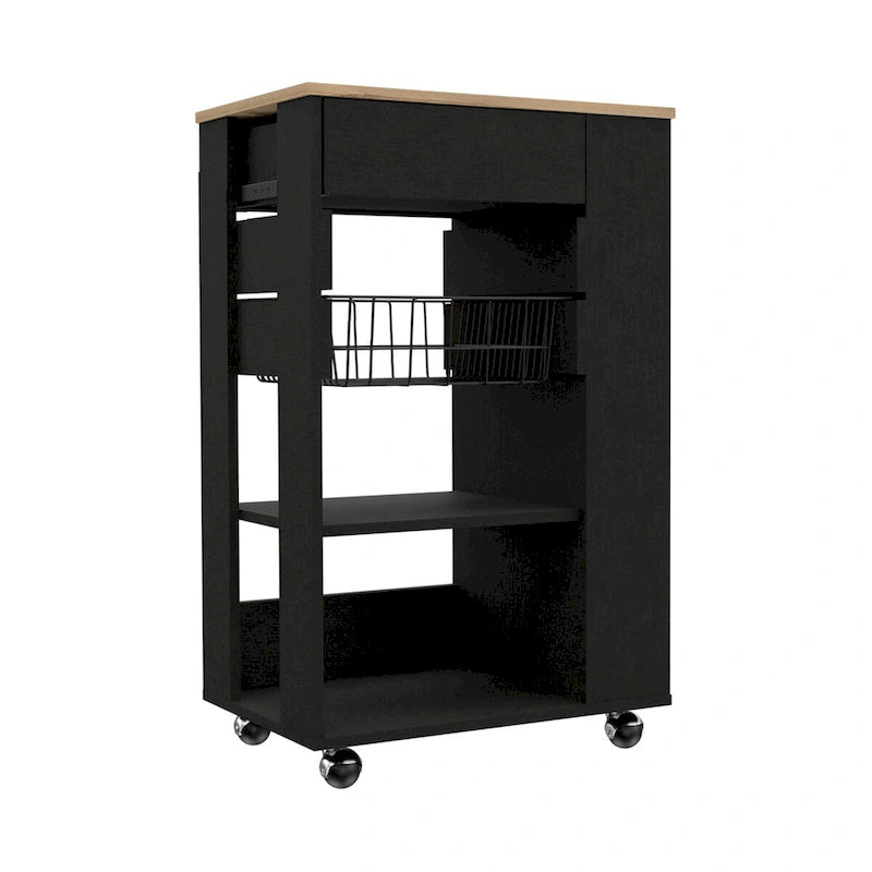 Kitchen Cart for Kitchen, Dining Room,Living Room, White / Light Oak