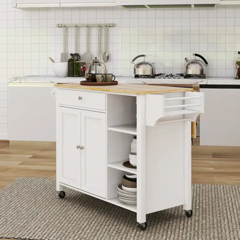 Double Door Kitchen Island with Adjustable Shelves