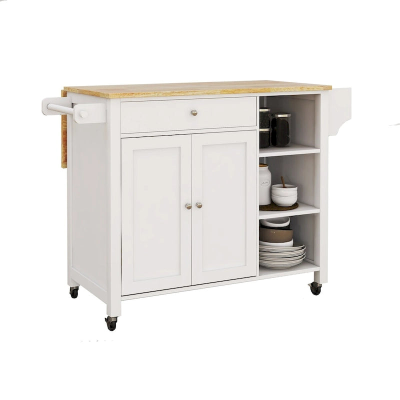 Double Door Kitchen Island with Adjustable Shelves