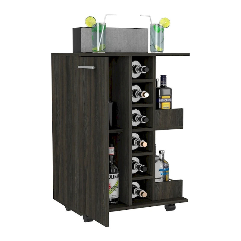 Bar Cart Wells, Four Casters for Kitchen, Party and Living Room