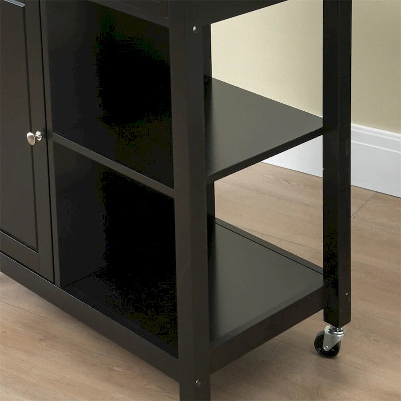 Rolling Kitchen Island Cart with Storage and Solid Wood Top - N/A