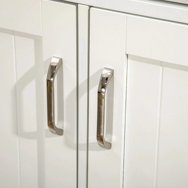 Kitchen Island with Storage Cabinet, 2-Level Rubber Wood Top, Adjustable Shelves, and Drawers