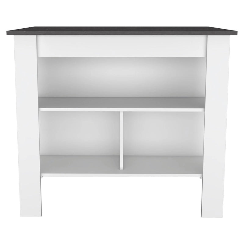 Rockaway 3-Shelf Kitchen Island White and Onix