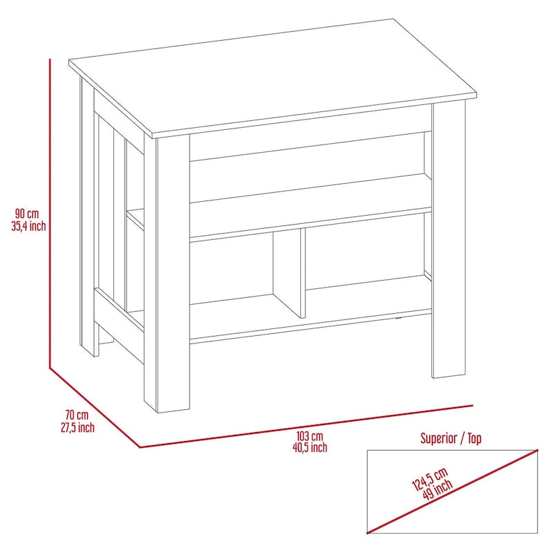 Rockaway 3-Shelf Kitchen Island White and Onix