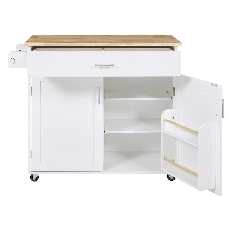 Rolling Kitchen Cart with Adjustable Shelf Tower Rack and Rubber Top - N/A