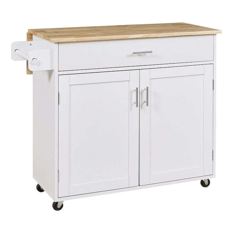 Rolling Kitchen Cart with Adjustable Shelf Tower Rack and Rubber Top - N/A
