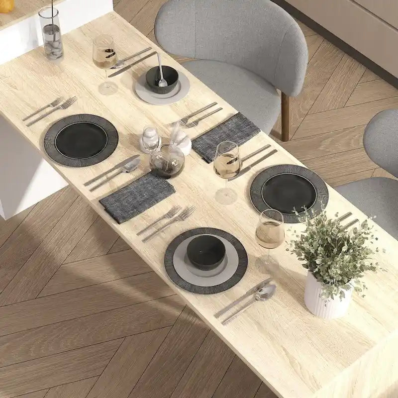 Kitchen Table 94.5 White/Wood Island for Breakfast, Bar, and Work