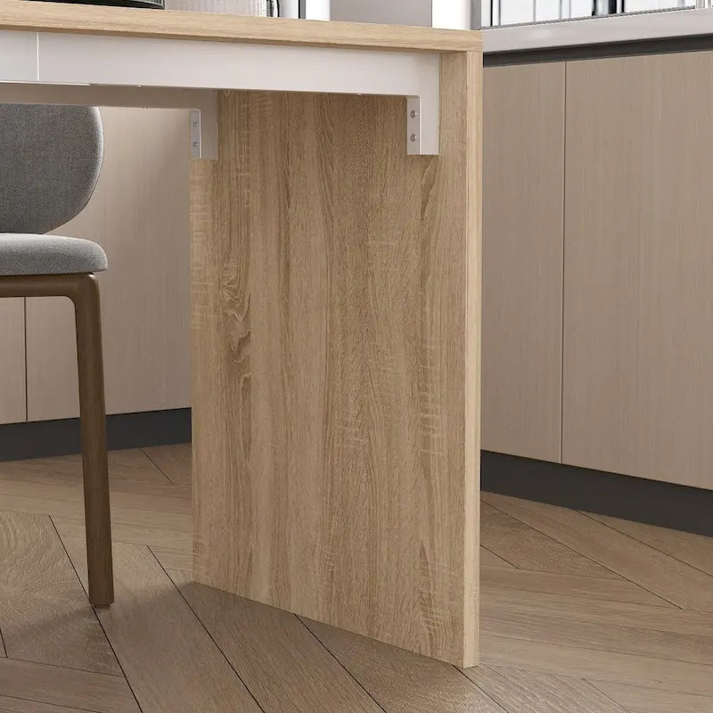 Kitchen Table 94.5 White/Wood Island for Breakfast, Bar, and Work