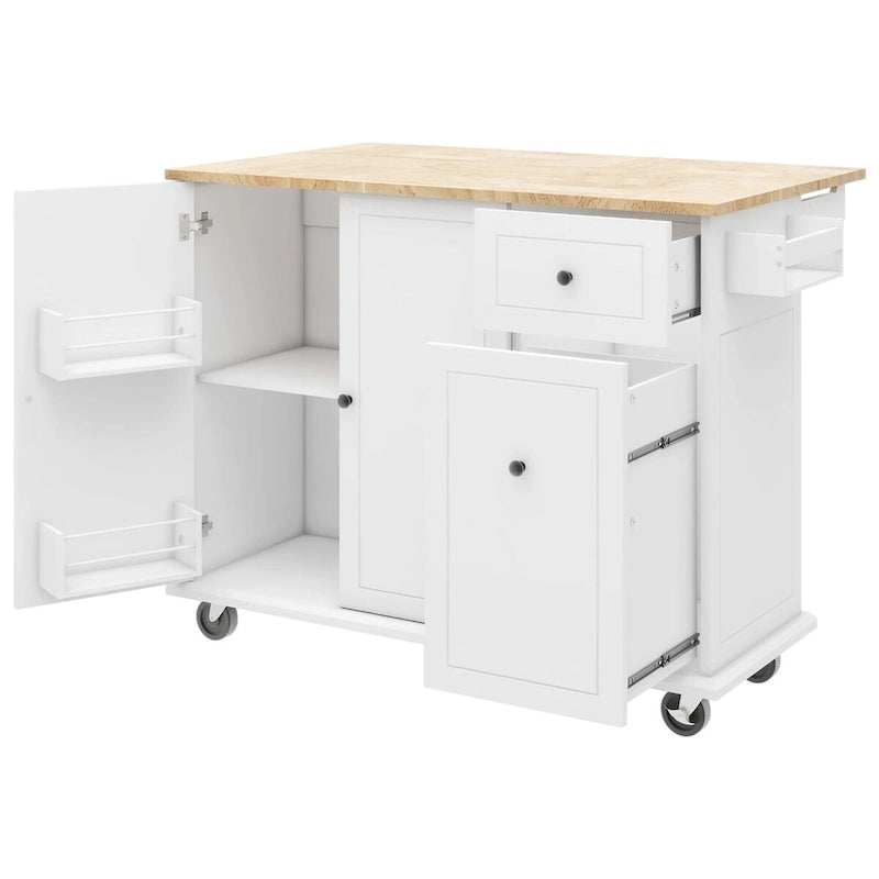 Merax 53.9 Width Rolling Kitchen Cart on Wheels with Drop Leaf