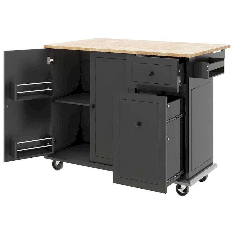 Merax 53.9 Width Rolling Kitchen Cart on Wheels with Drop Leaf