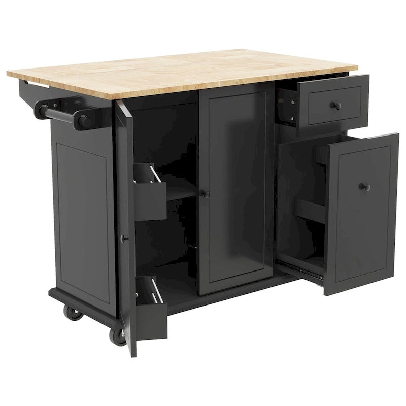 Merax 53.9 Width Rolling Kitchen Cart on Wheels with Drop Leaf