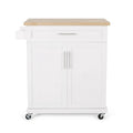 Contemporary Wood Kitchen Cart with Wheels Storage and Wheels by Christopher Knight Home