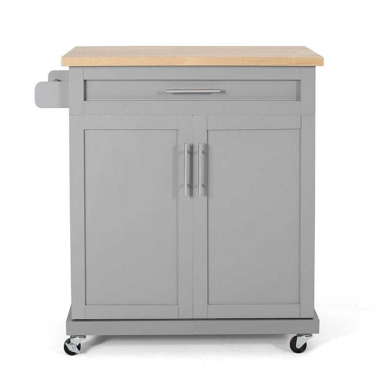 Contemporary Wood Kitchen Cart with Wheels Storage and Wheels by Christopher Knight Home