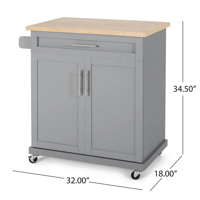 Contemporary Wood Kitchen Cart with Wheels Storage and Wheels by Christopher Knight Home