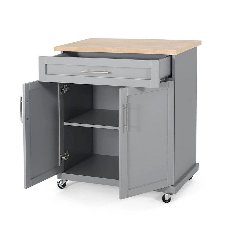 Contemporary Wood Kitchen Cart with Wheels Storage and Wheels by Christopher Knight Home