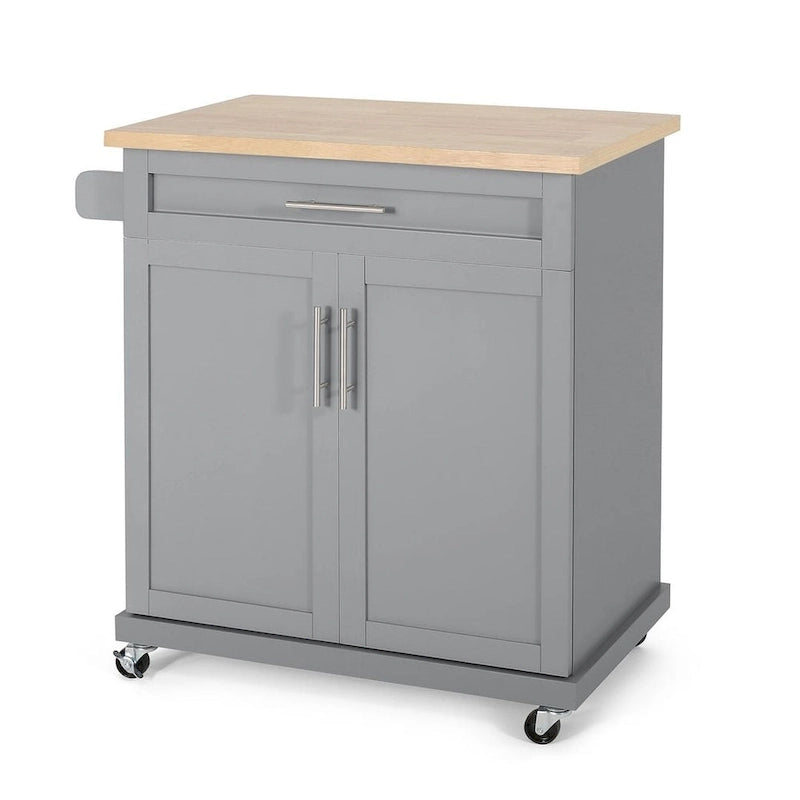 Contemporary Wood Kitchen Cart with Wheels Storage and Wheels by Christopher Knight Home