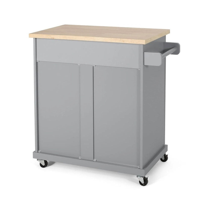 Contemporary Wood Kitchen Cart with Wheels Storage and Wheels by Christopher Knight Home