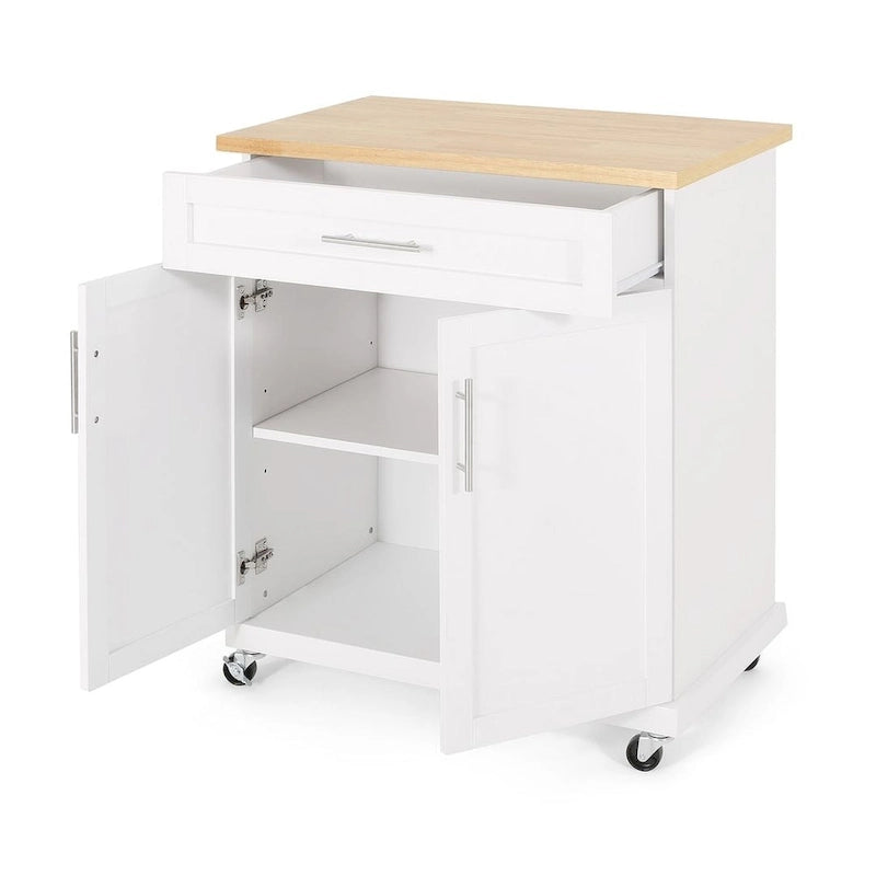 Contemporary Wood Kitchen Cart with Wheels Storage and Wheels by Christopher Knight Home
