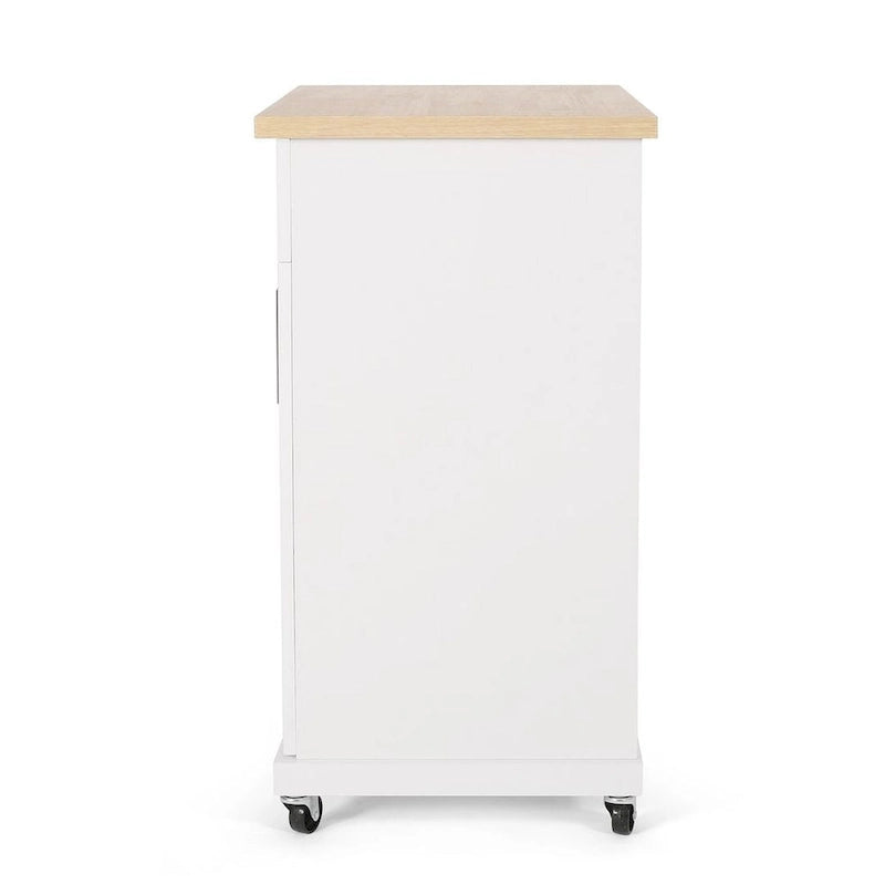 Contemporary Wood Kitchen Cart with Wheels Storage and Wheels by Christopher Knight Home