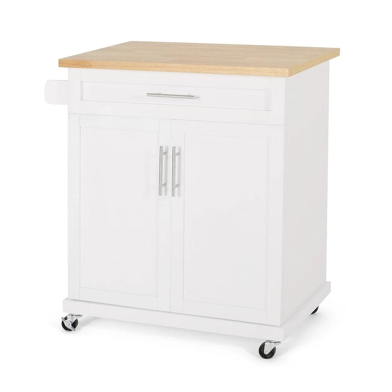 Contemporary Wood Kitchen Cart with Wheels Storage and Wheels by Christopher Knight Home
