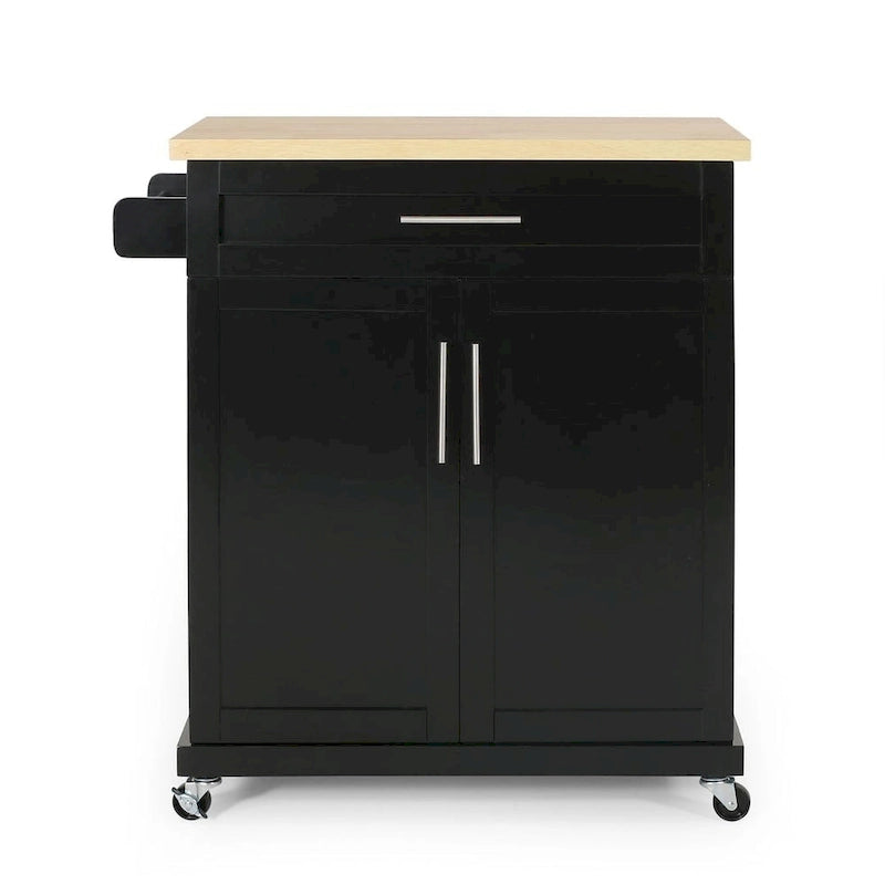 Contemporary Wood Kitchen Cart with Wheels Storage and Wheels by Christopher Knight Home