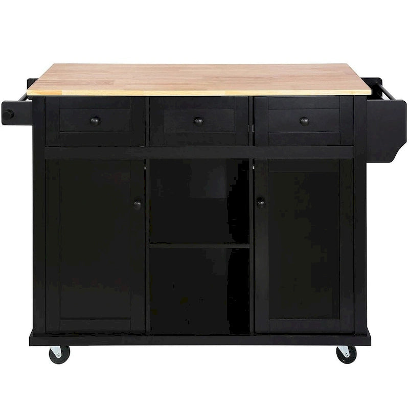 Kitchen Island Cart with Wheels Drop-Leaf, Storage Racks