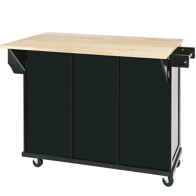 Kitchen Island Cart with Wheels Drop-Leaf, Storage Racks