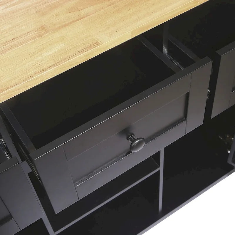 Kitchen Island Cart with Wheels Drop-Leaf, Storage Racks