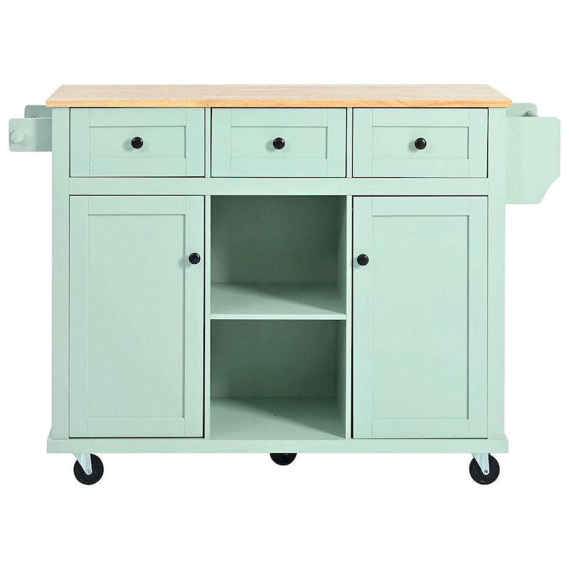 Kitchen Island Cart with Wheels Drop-Leaf, Storage Racks
