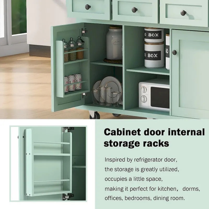 Kitchen Island Cart with Wheels Drop-Leaf, Storage Racks