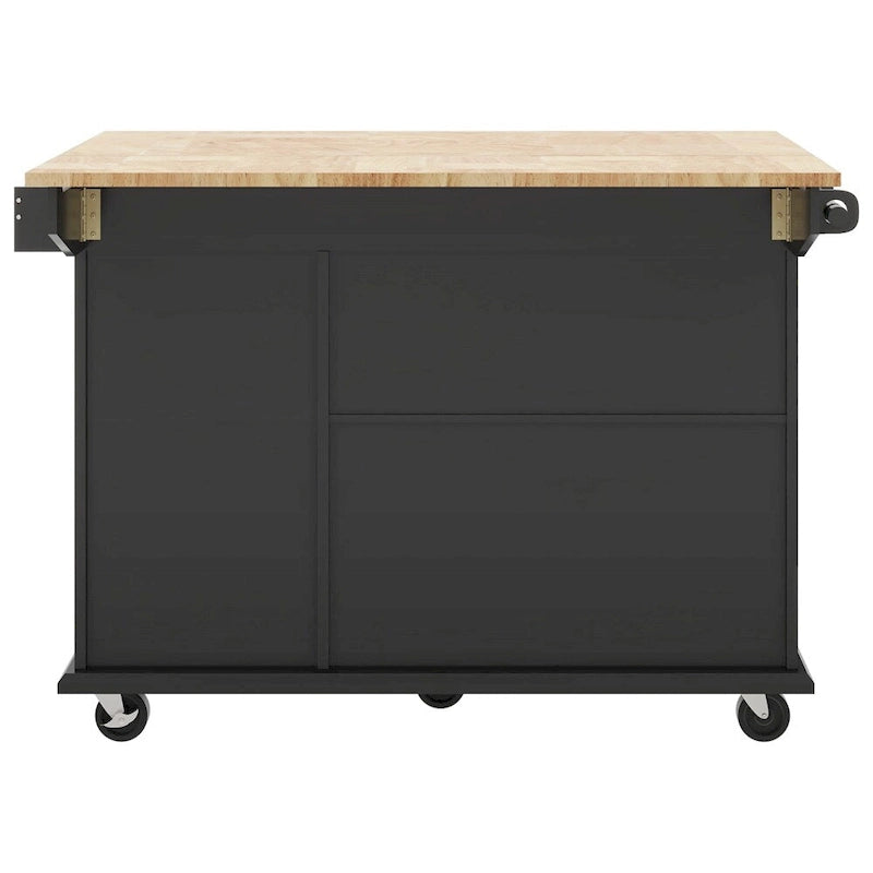 Rolling Kitchen Cart with Internal Storage Rack and Pull Out Cabinet - N/A