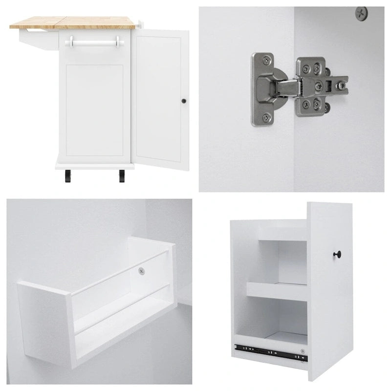 Rolling Kitchen Cart with Internal Storage Rack and Pull Out Cabinet - N/A