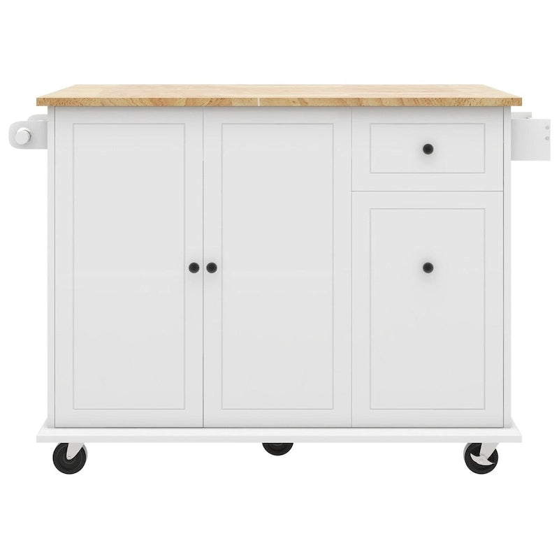 Rolling Kitchen Cart with Internal Storage Rack and Pull Out Cabinet - N/A