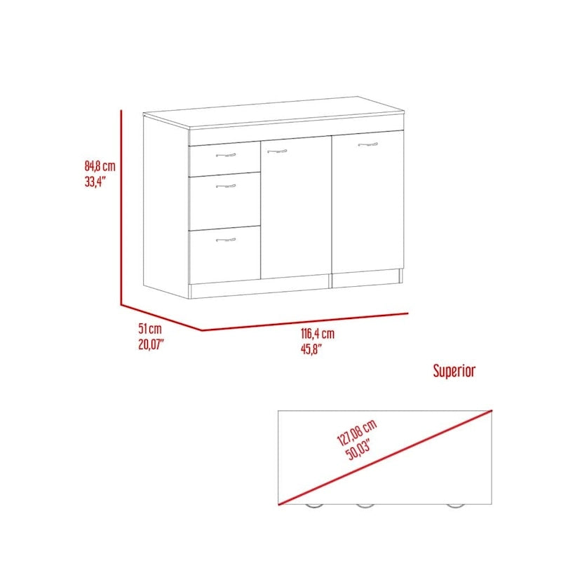 Kitchen Island for Kitchen, Dining Room, White / Dark Walnut