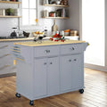 Cambridge Natural Wood Top Kitchen Island with Storage, Easy-Glide Drawers and Heavy-Duty Casters