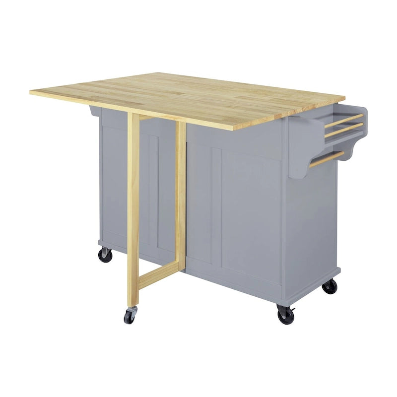 Cambridge Natural Wood Top Kitchen Island with Storage, Easy-Glide Drawers and Heavy-Duty Casters
