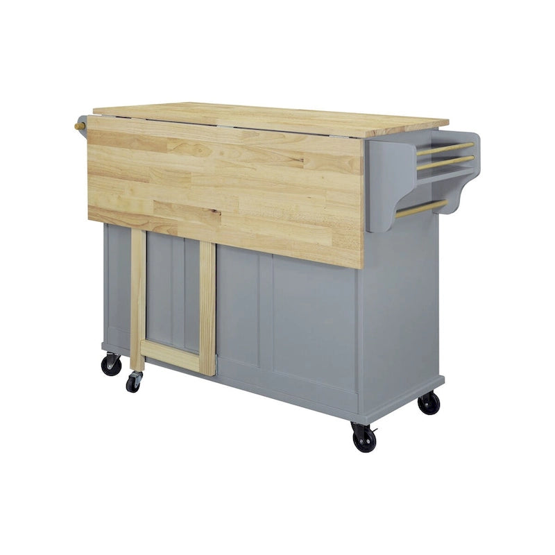 Cambridge Natural Wood Top Kitchen Island with Storage, Easy-Glide Drawers and Heavy-Duty Casters
