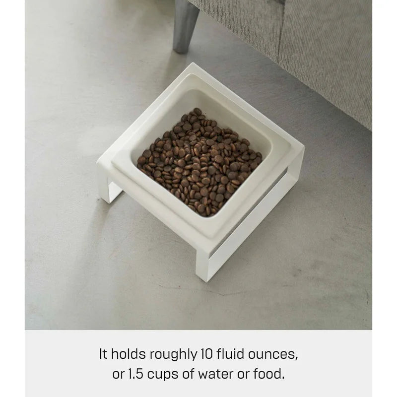 Yamazaki Home Single Pet Food Bowl - Two Styles, Steel and Ceramic, Short, 1.25 - L 6.1 x W 5.91 x H 2.36 inches