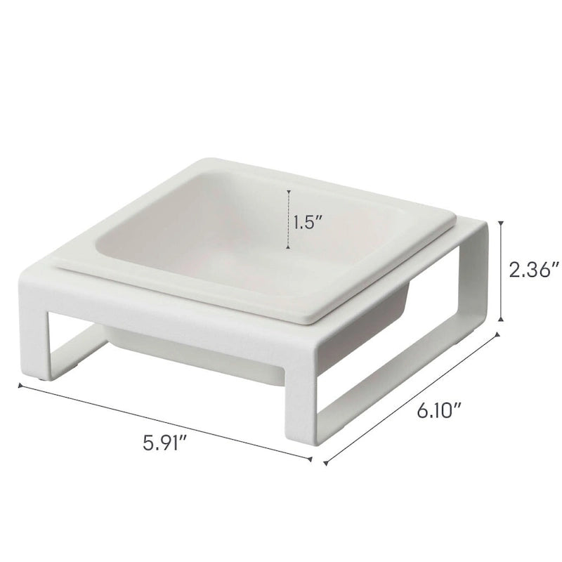 Yamazaki Home Single Pet Food Bowl - Two Styles, Steel and Ceramic, Short, 1.25 - L 6.1 x W 5.91 x H 2.36 inches