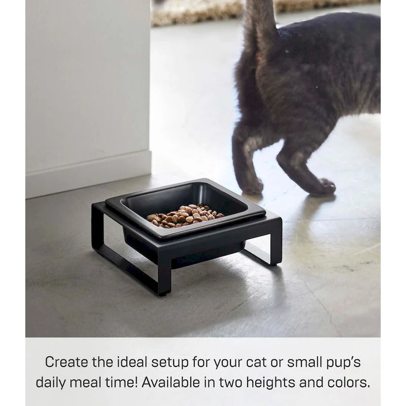 Yamazaki Home Single Pet Food Bowl - Two Styles, Steel and Ceramic, Short, 1.25 - L 6.1 x W 5.91 x H 2.36 inches