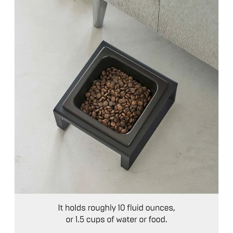 Yamazaki Home Single Pet Food Bowl - Two Styles, Steel and Ceramic, Short, 1.25 - L 6.1 x W 5.91 x H 2.36 inches