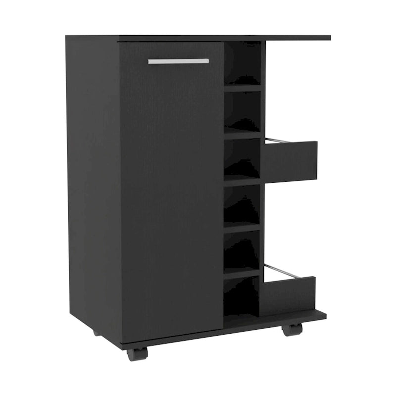 Payson 2-Piece Living Room Set, Bar Cart + Coffee Table, Black for Kitchen, Party and Living Room