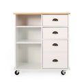 Contemporary Wood Kitchen Cart with Wheels Drawers and Cabinet by Christopher Knight Home